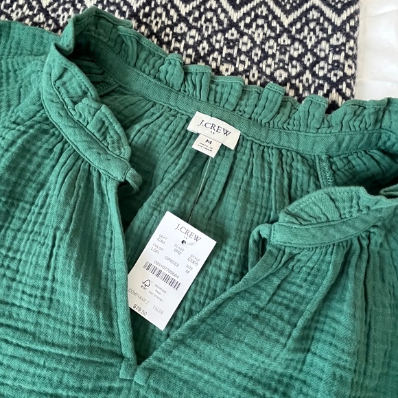 J.Crew Factory Lamppost Green Gauze blouse - Picture 3 of 11